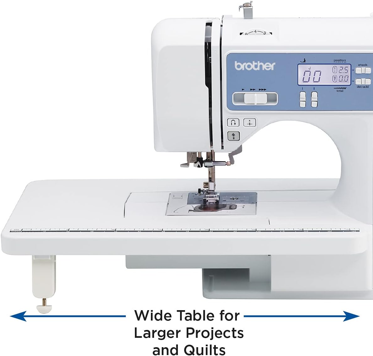 Brother Sewing and Quilting Machine, Computerized, 165 Built-in Stitches, LCD Display, Wide Table, 8 Included Presser Feet, White, 20x12x17 wourant