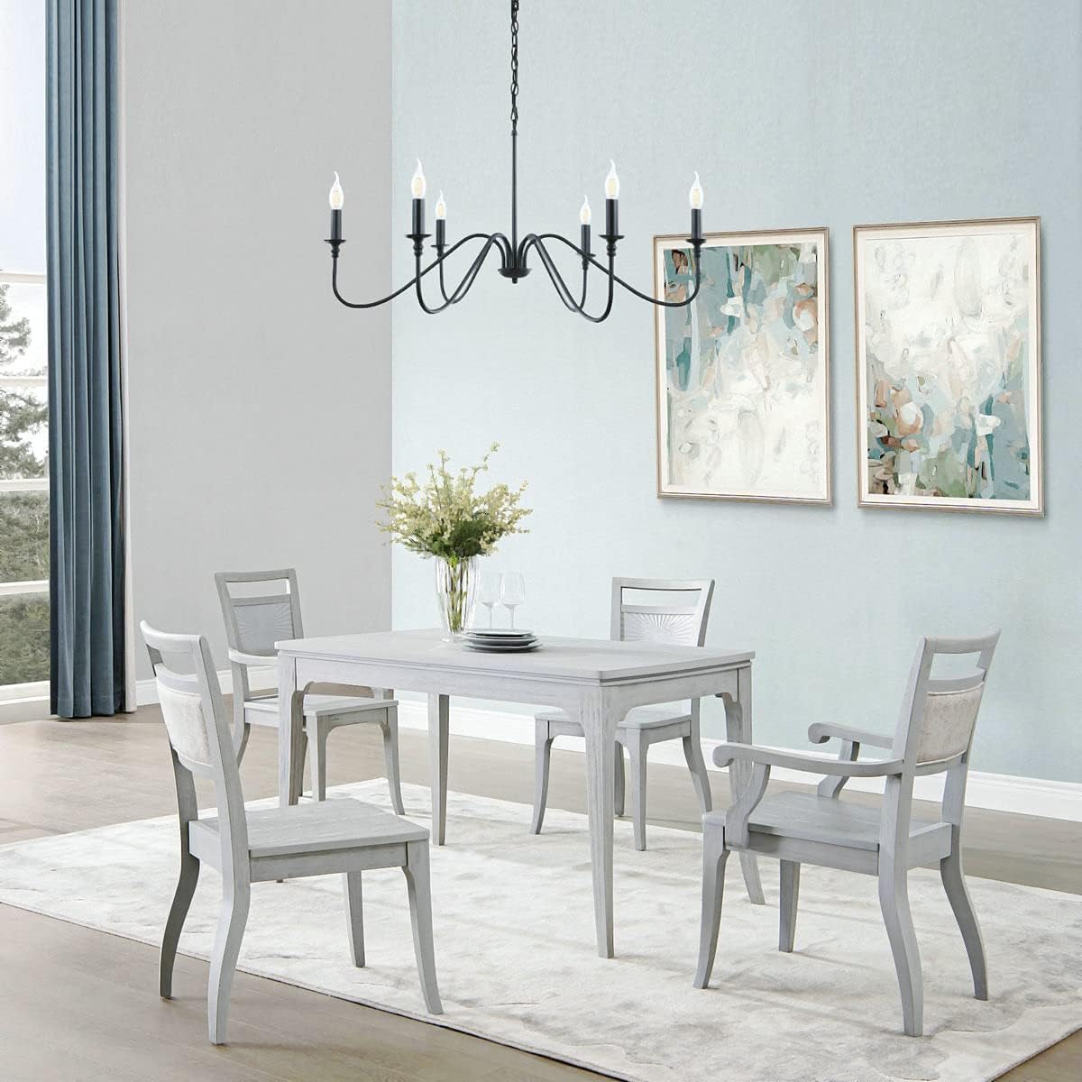 6-Arm Matte Black Candelabra Chandelier