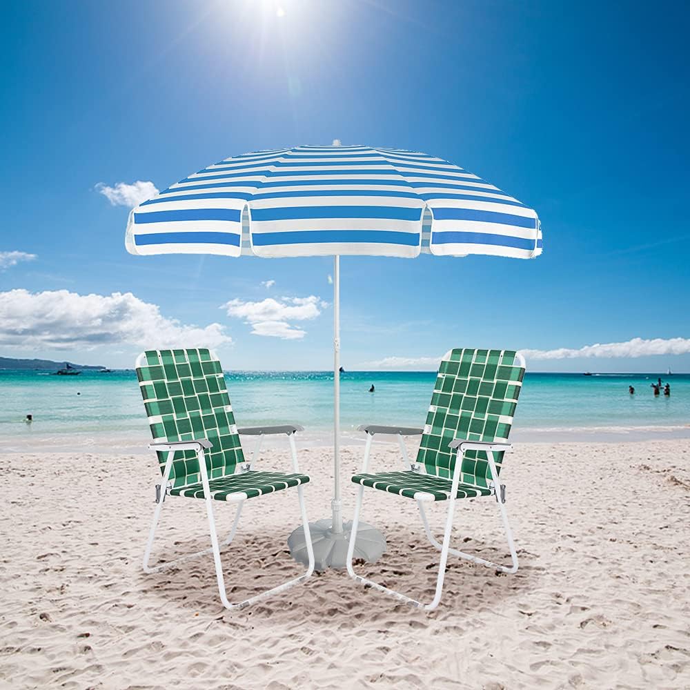 VINGLI Patio Lawn Webbed Folding Chairs Set of 2, Outdoor Beach Portable Lawn Chair Camping Chair Beach Chair wourant