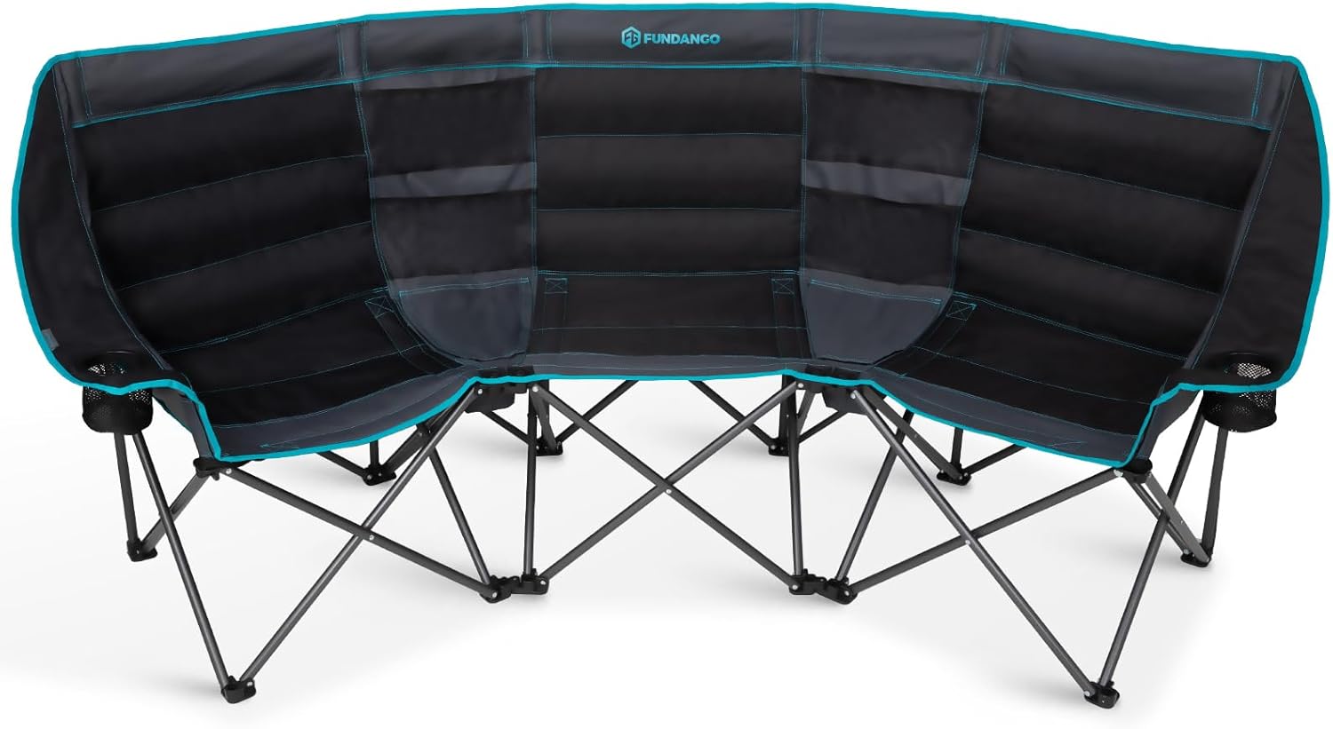 Double Camping Chair with Cooler 3-Person Folding Extra Large Camping Chair with 1000-Pound Load Capacity wourant