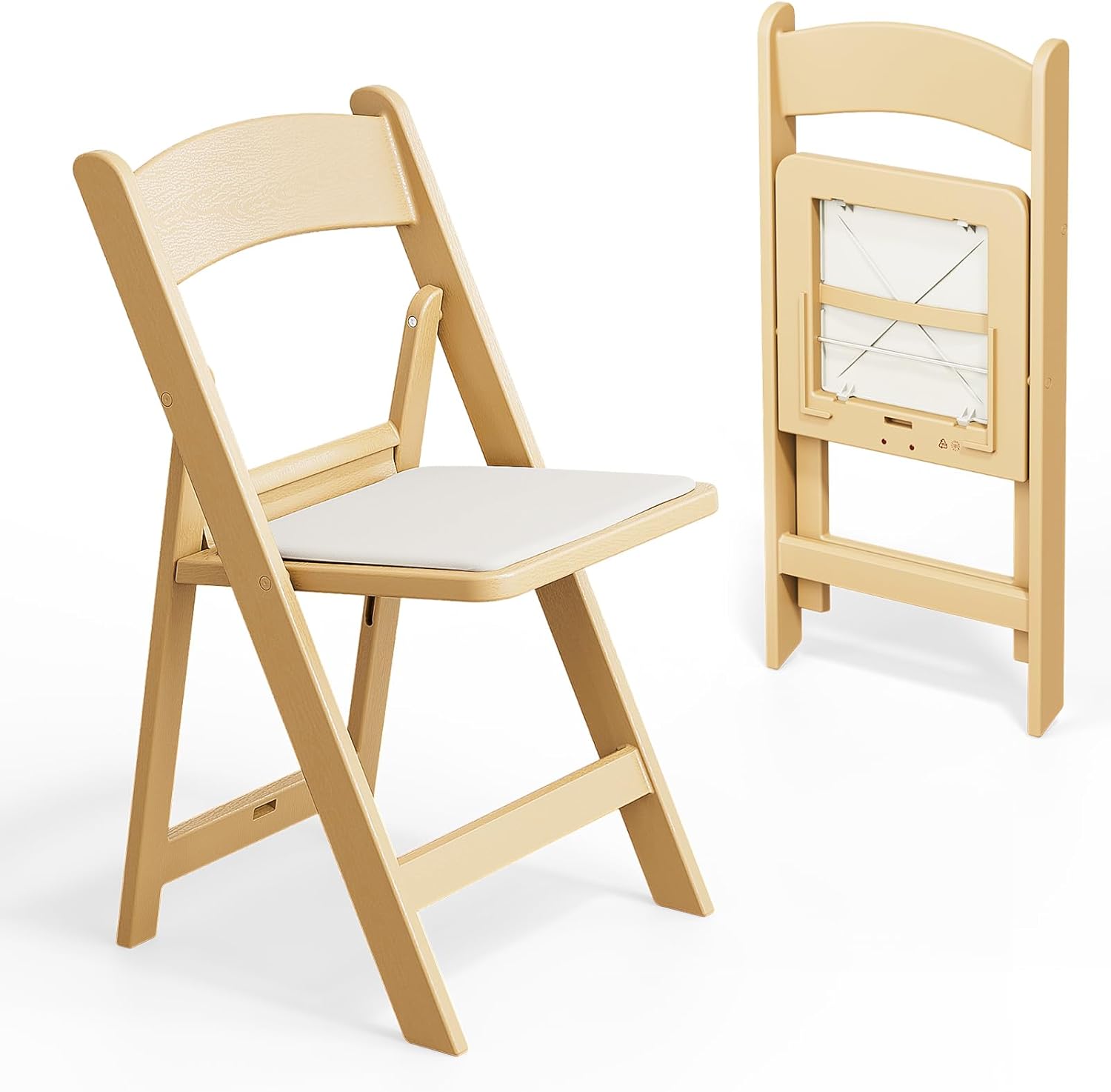 VINGLI Resin Folding Chair with Cushion Foldable Plastic Chair with Comfortable Cushioned Seat wourant