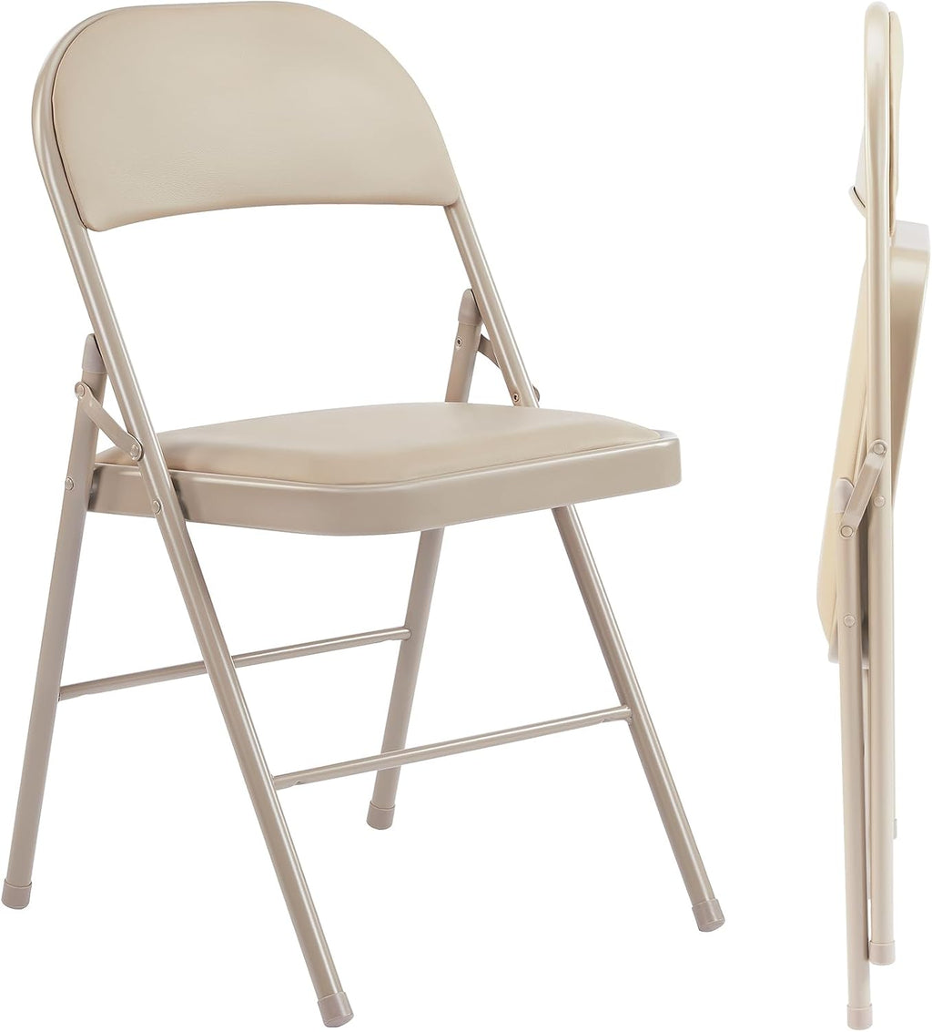 Sweetcrispy Folding Chair 12 Pack, Leather Padded Folding Chairs, Sturdy Metal Foldable Chairs wourant