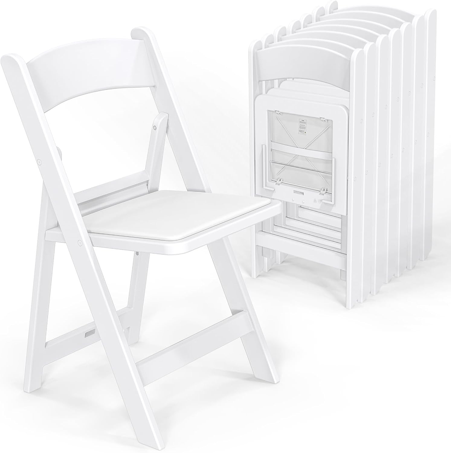 VINGLI Resin Folding Chair with Cushion Foldable Plastic Chair with Comfortable Cushioned Seat wourant