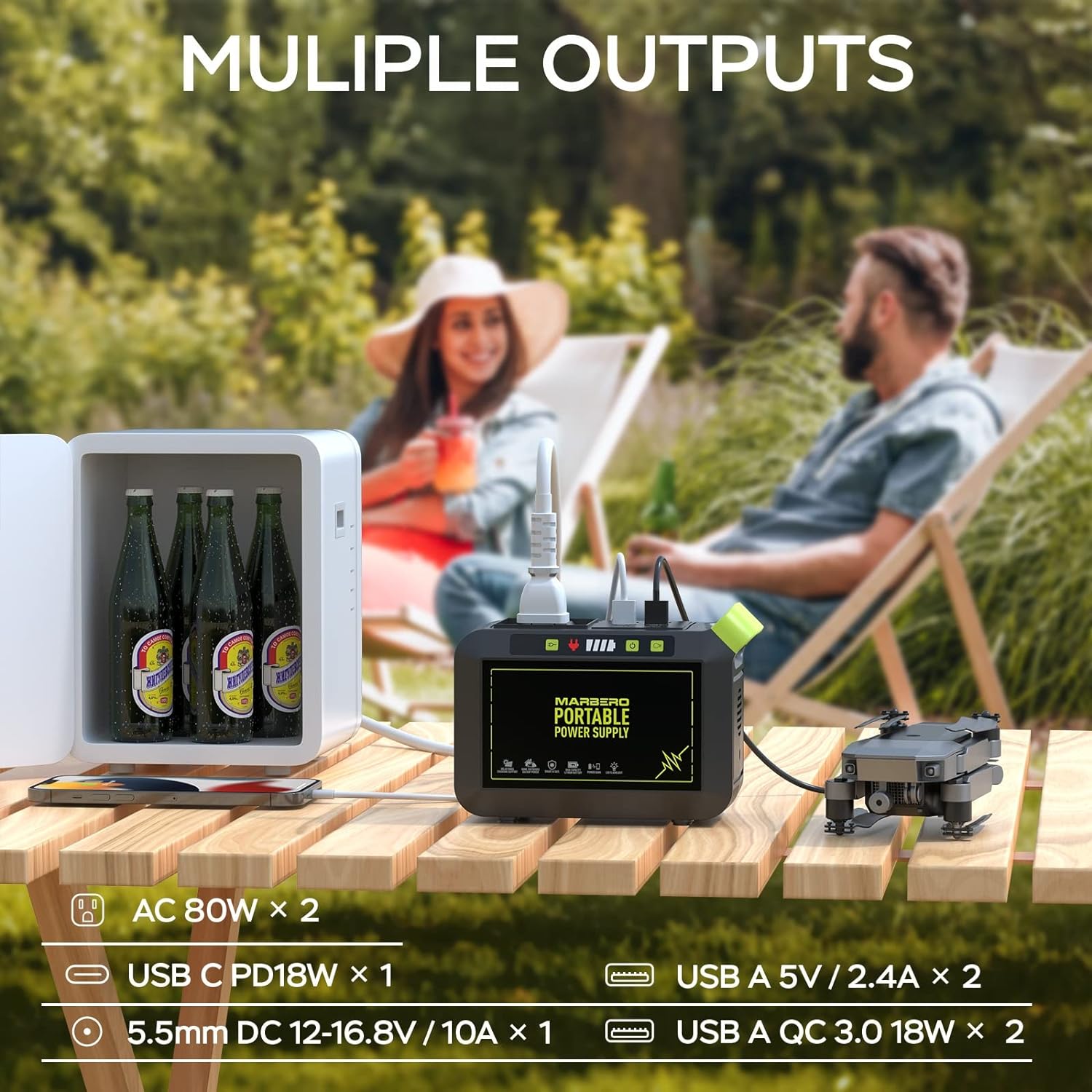 Portable Power Station 88Wh Camping Lithium Battery Solar Generator Fast Charging with AC Outlet 120W Peak Power Bank wourant