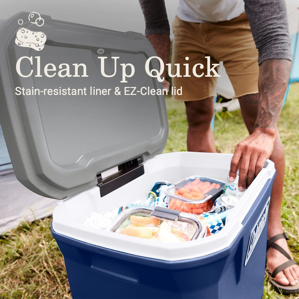 Coleman Classic Series Insulated Portable Wheeled Cooler, Leak-Resistant Outdoor Hard Cooler Keeps Ice up to 5 Days, 100-Quart wourant