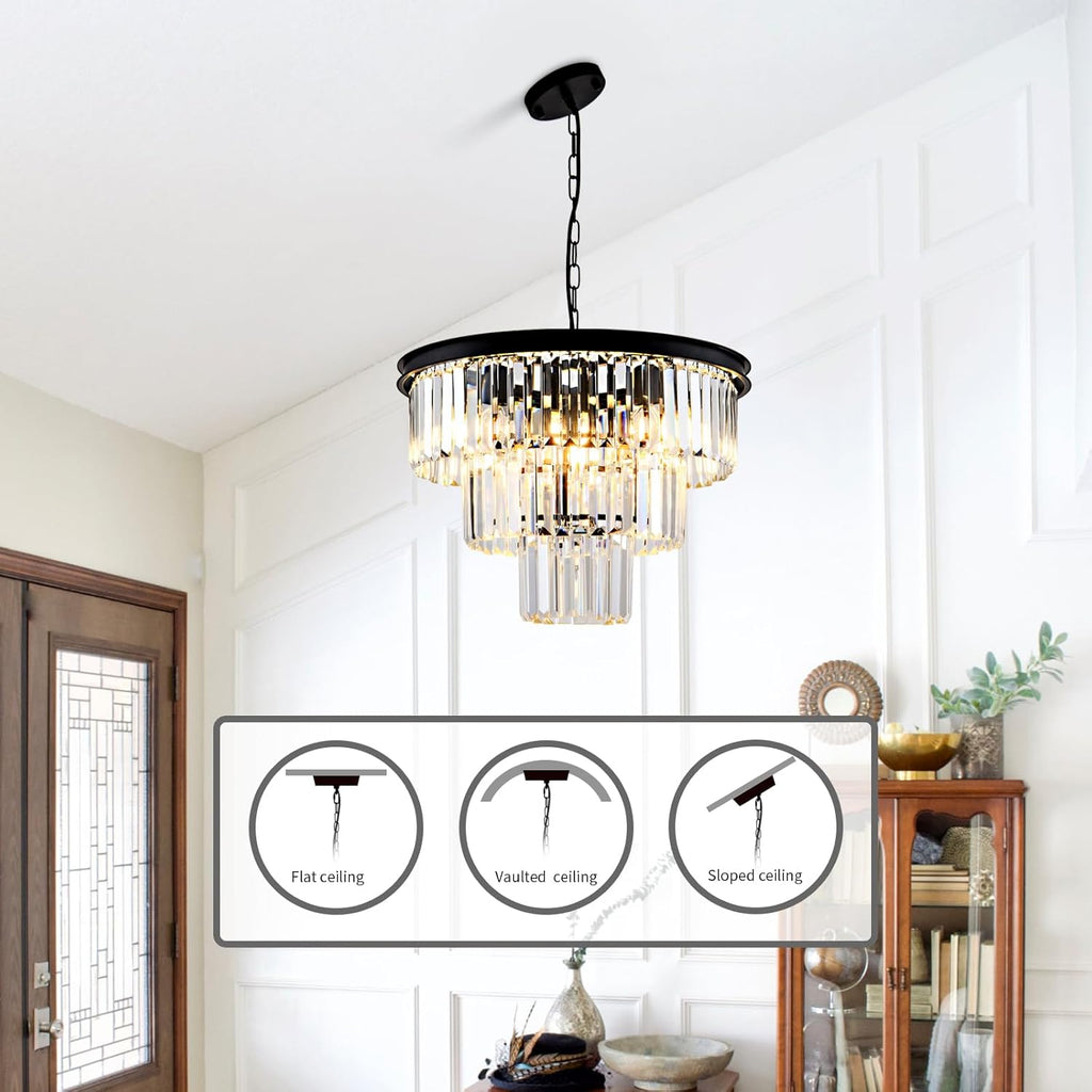 3-Tier K9 Crystal Chandelier