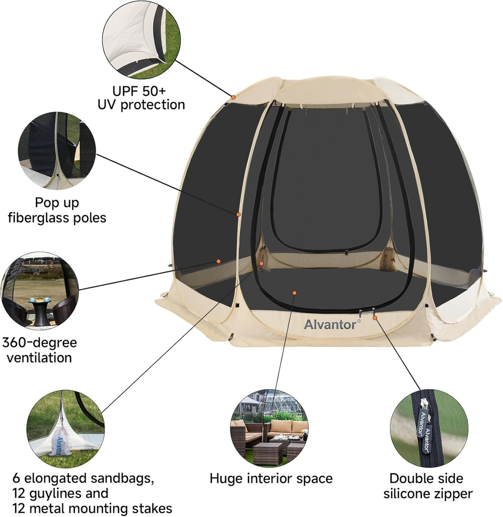 Screen gazebo, sleeps 6-10-15 people Igloo-style canopy tent with mosquito net on the sides Perfect for garden, patio, backyard wourant