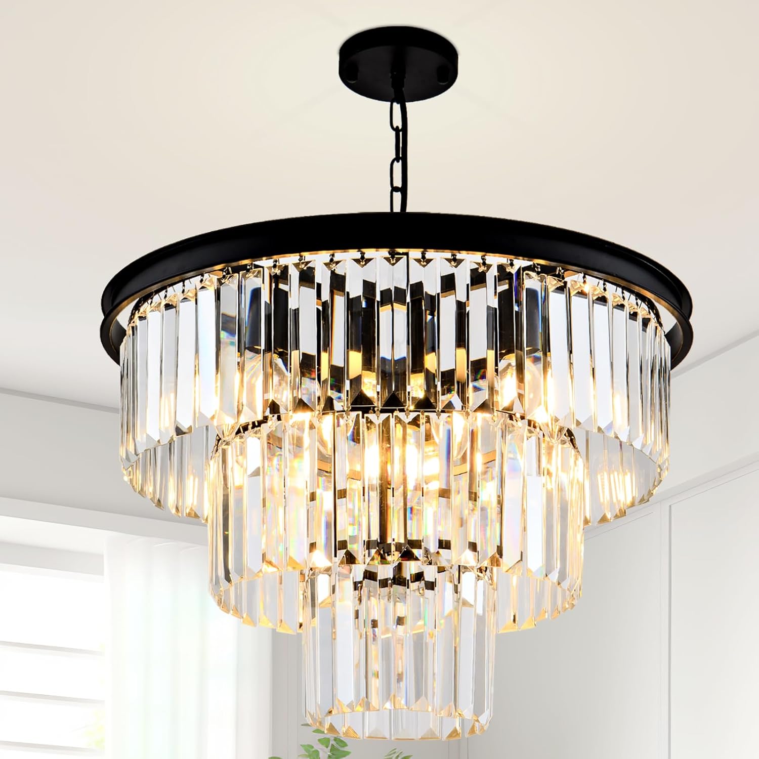 3-Tier K9 Crystal Chandelier