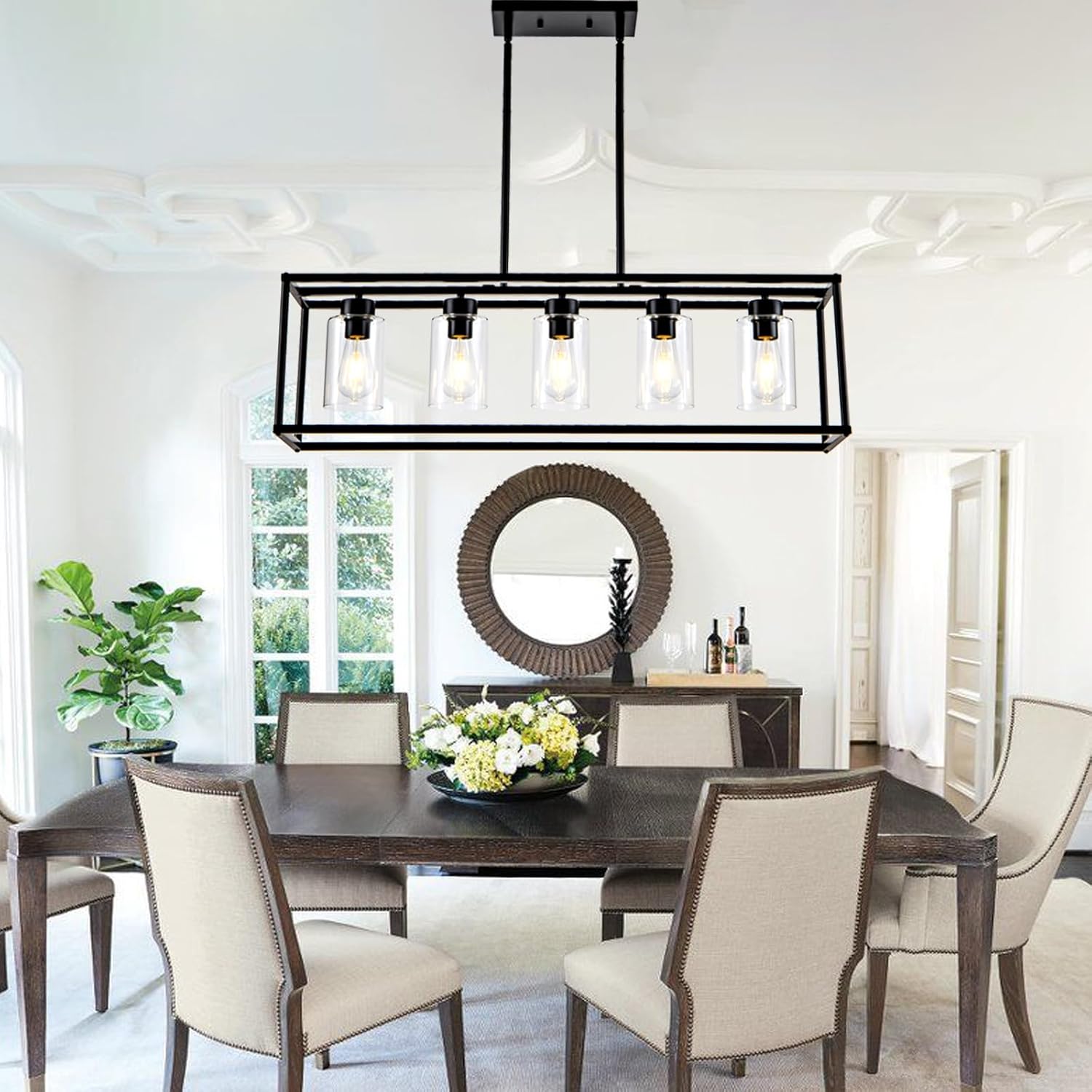 Modern Rustic Matte Black Chandelier