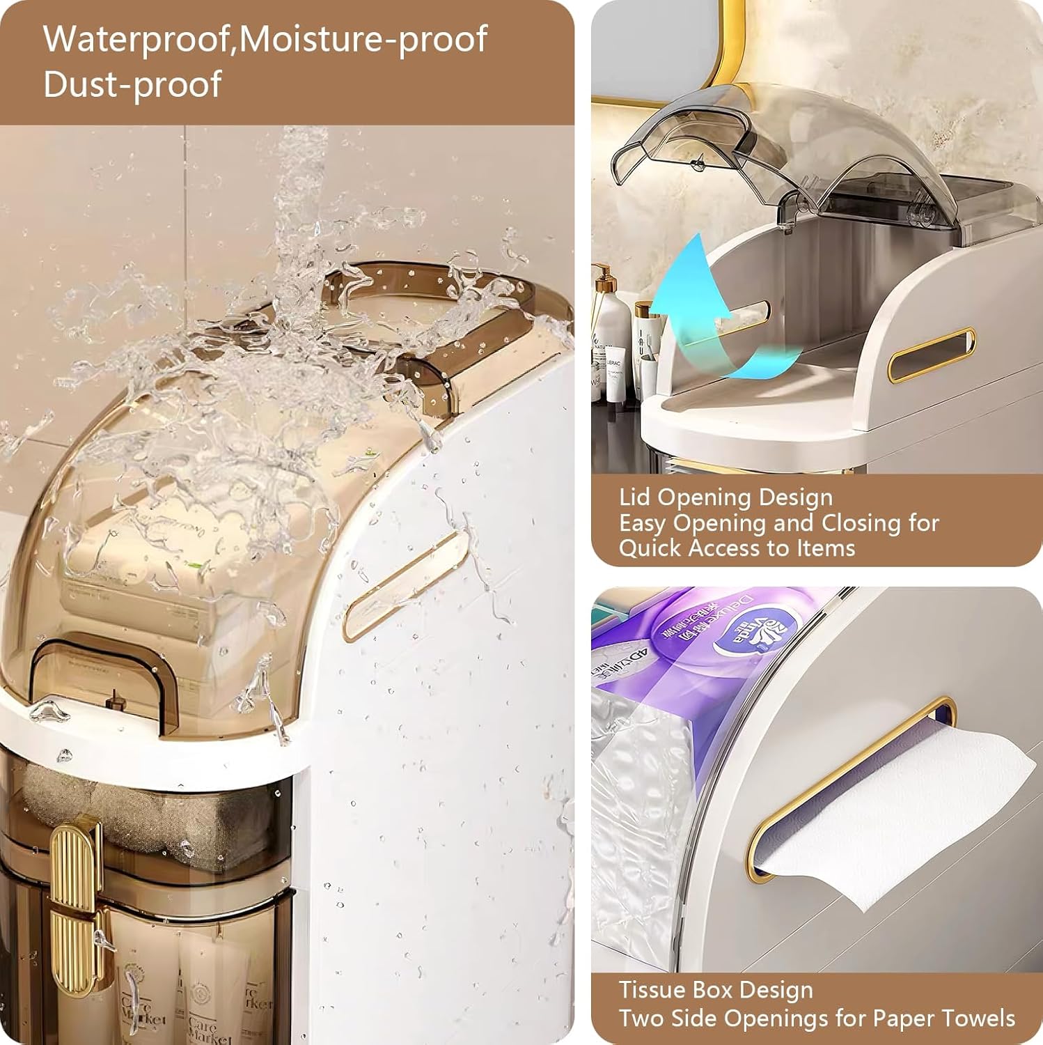 4-Tiers Narrow Bathroom Storage Cabinet 7.1 Slim Bathroom Floor Organizer with Drawers and Tissue Box Plastic Waterproof Mobile Locker wourant