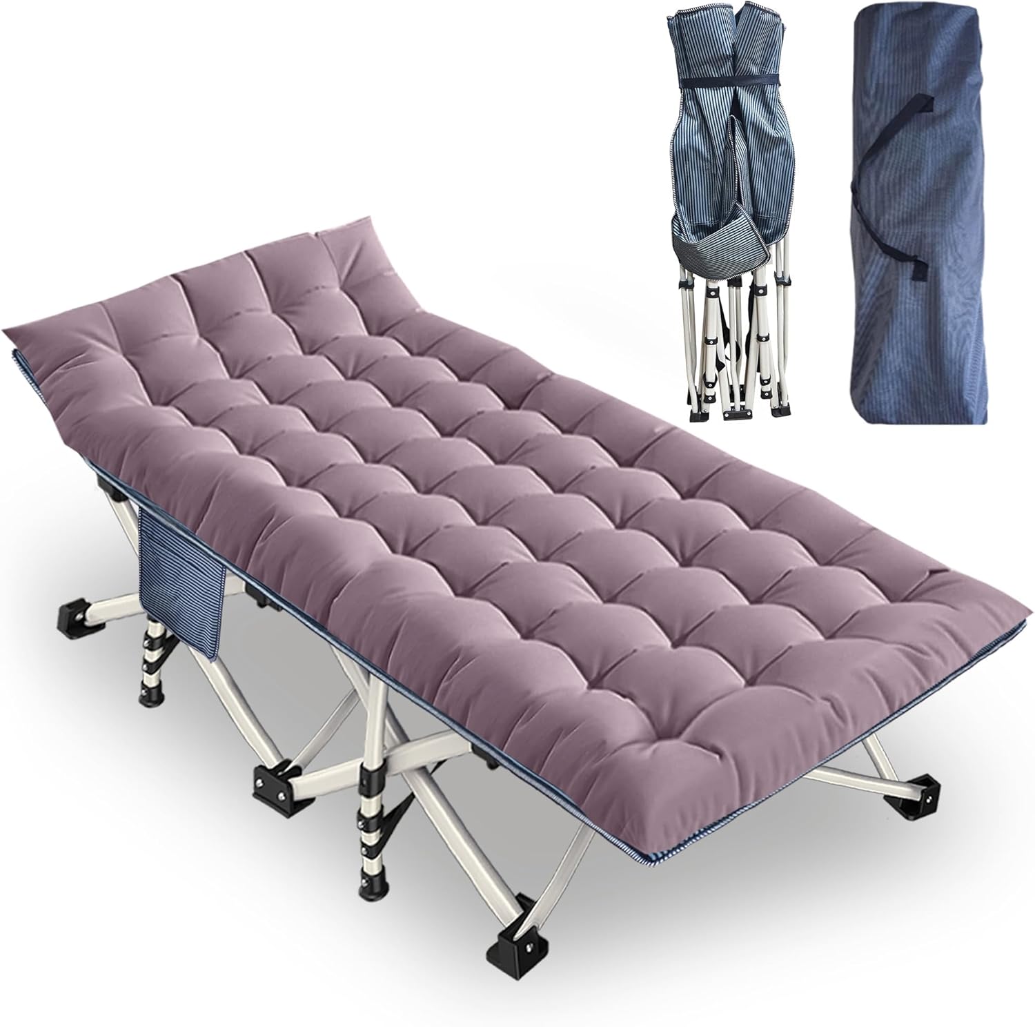 2-pack camping cots with mattresses, comfortable sleeping beds, adult camping cots, 2-person folding beds, heavy-duty sleeping beds wourant