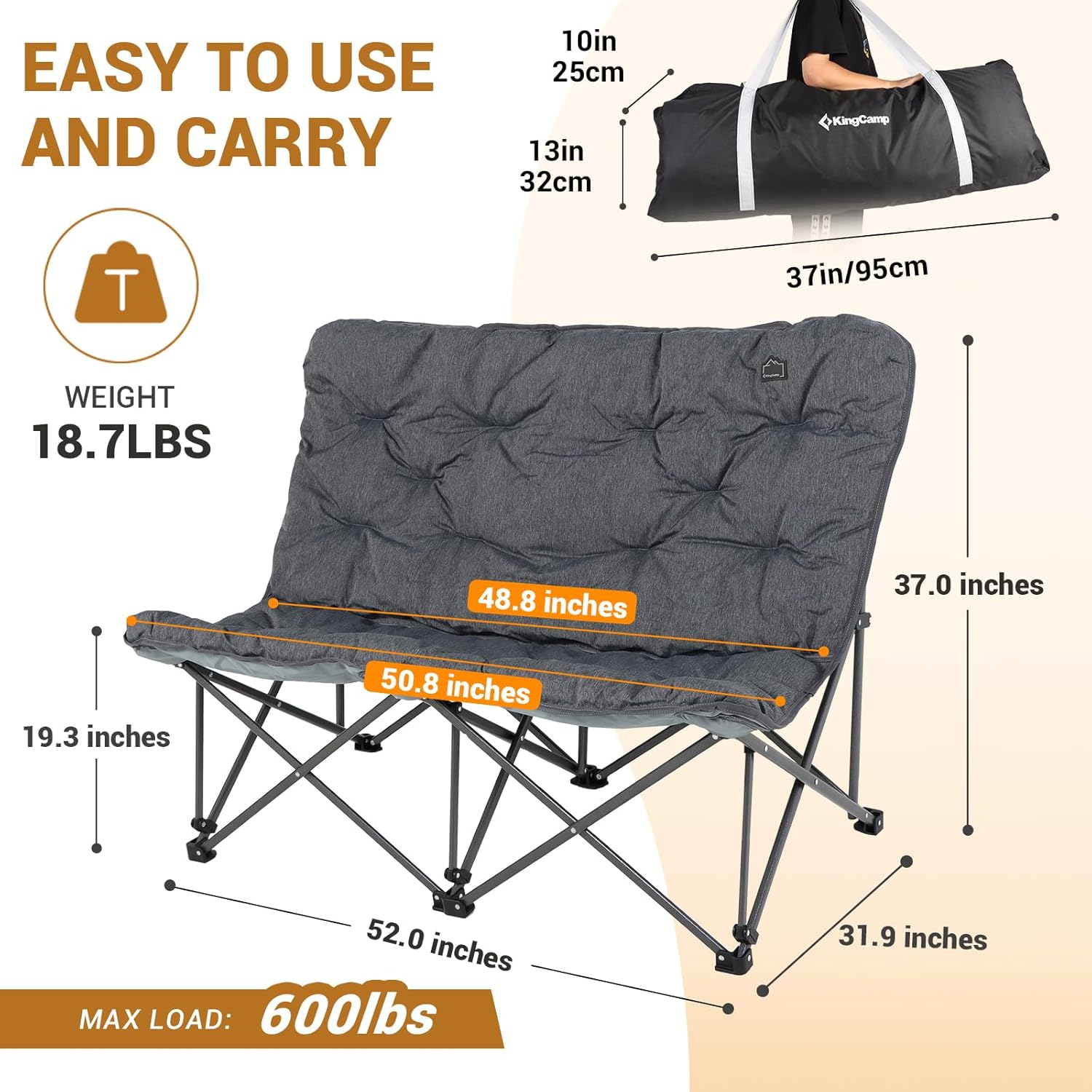 Butterfly chair, extra large thick comfortable camping chair, portable folding chair, 400 lb heavy duty seat wourant