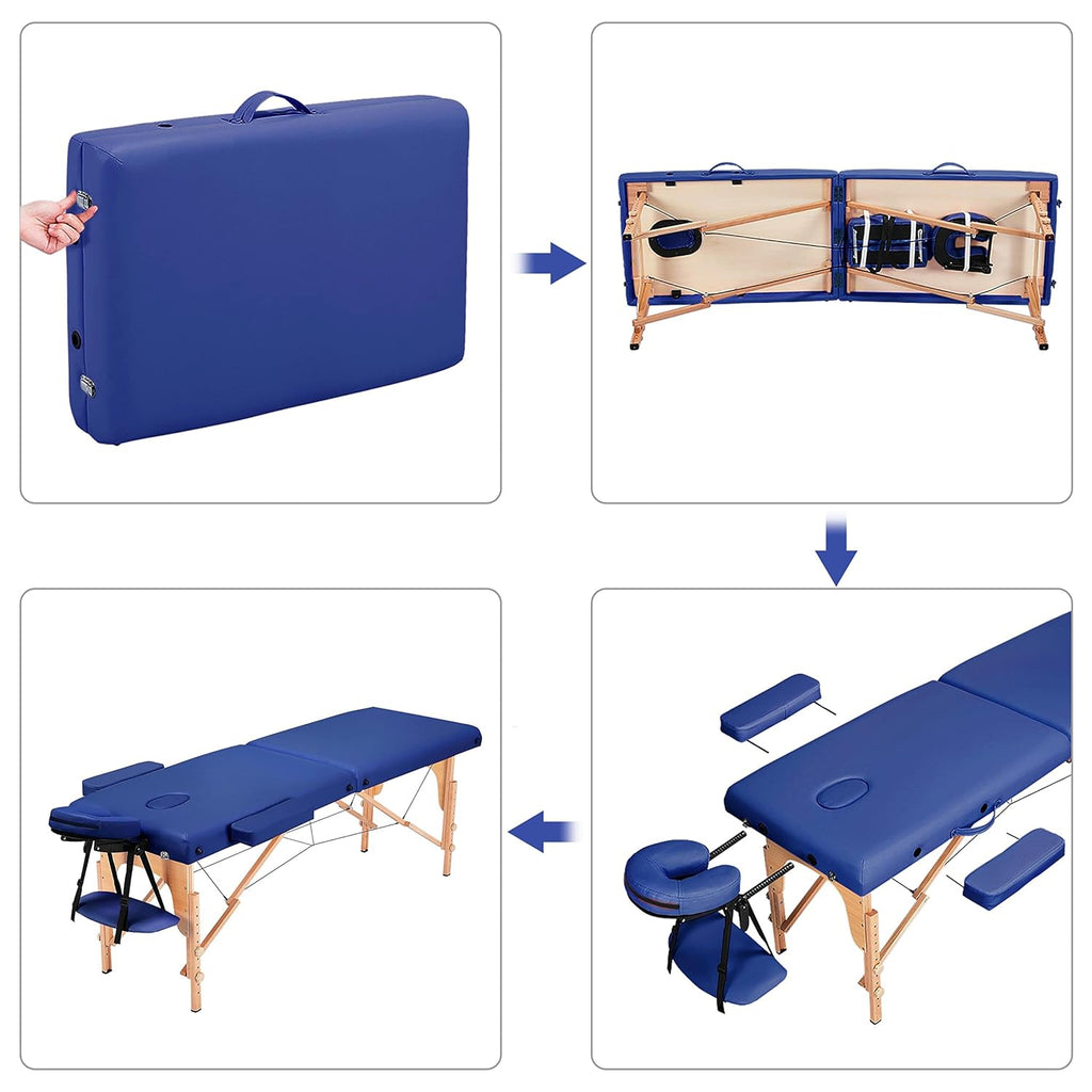 Yaheetech Massage Table Portable Lash Beds Spa Bed Massage Couch Foldable Spa Tables Adjustable 2 Fold with Non-Woven Bag 24 inch, Black wourant