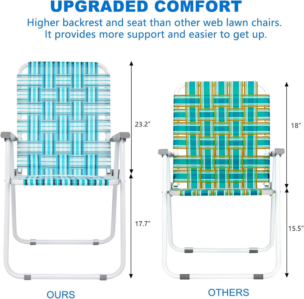 VINGLI Patio Lawn Webbed Folding Chairs Set of 2, Outdoor Beach Portable Lawn Chair Camping Chair Beach Chair wourant