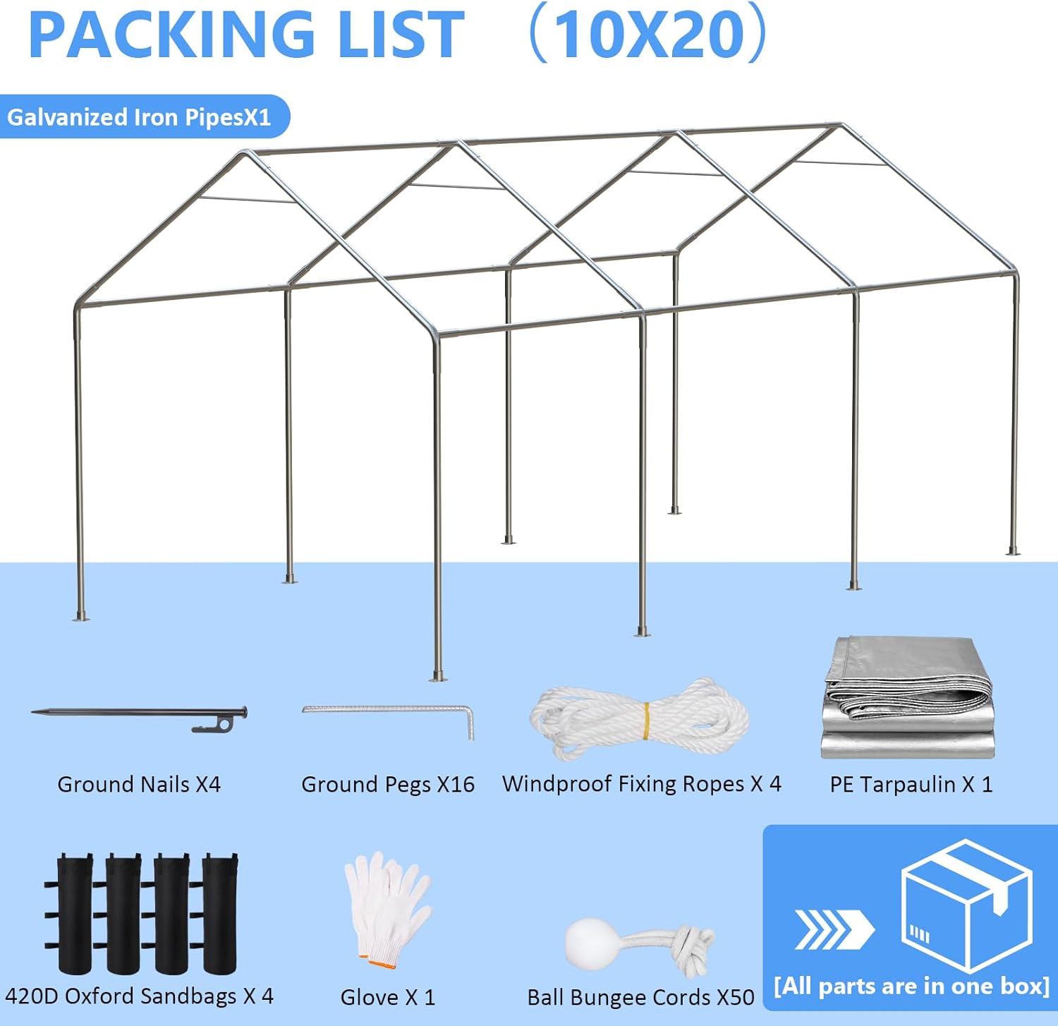 6x8 ft Heavy Duty Carport Tent Portable Garage with Removable Side Walls and Door Four Seasons Tarpaulin wourant