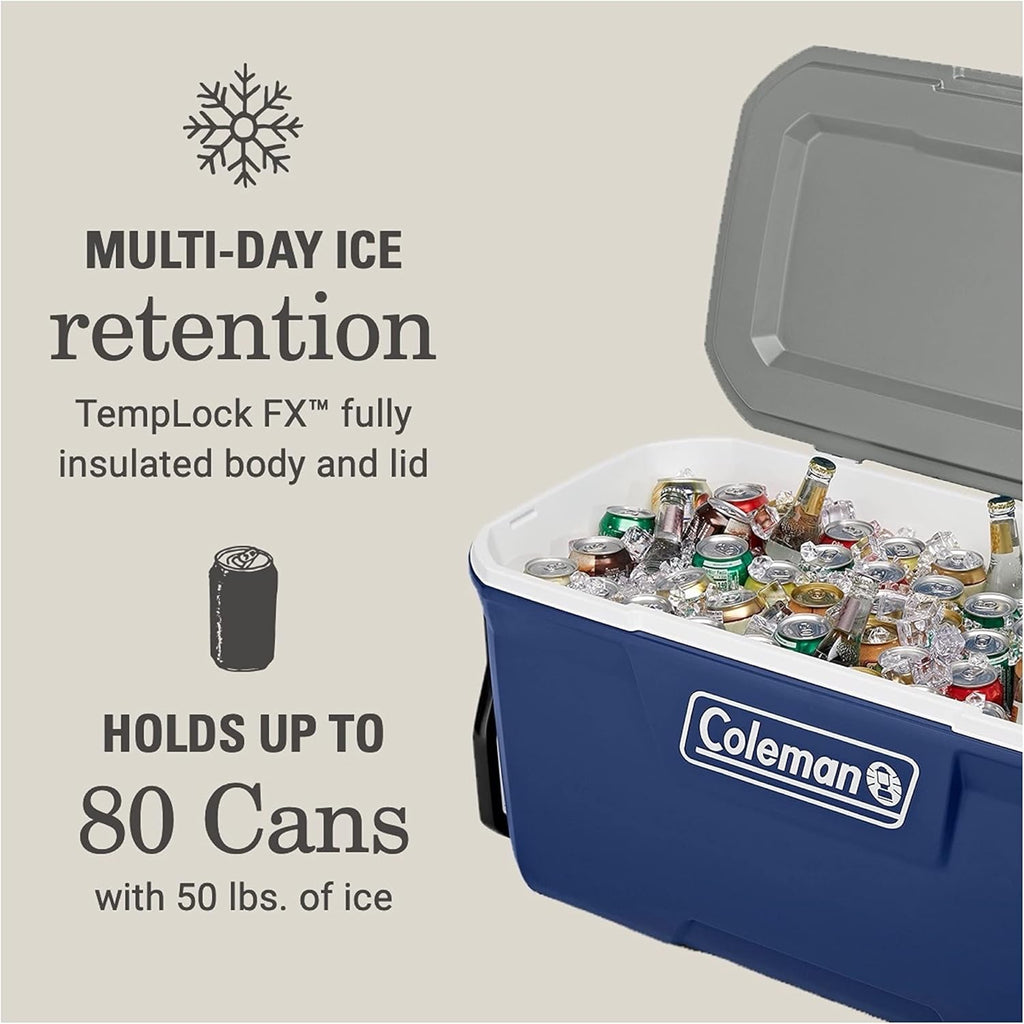 Coleman Classic Series Insulated Portable Wheeled Cooler, Leak-Resistant Outdoor Hard Cooler Keeps Ice up to 5 Days, 100-Quart wourant
