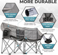 Double Camping Chair with Cooler 3-Person Folding Extra Large Camping Chair with 1000-Pound Load Capacity wourant