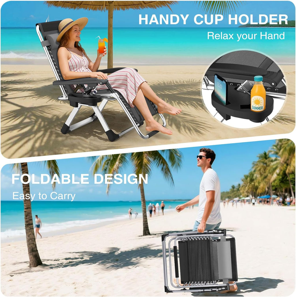 Indoor and outdoor patio chair folding lounge chair zero gravity chair with removable cushion camping lounge chair wourant