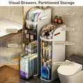 4-Tiers Narrow Bathroom Storage Cabinet 7.1 Slim Bathroom Floor Organizer with Drawers and Tissue Box Plastic Waterproof Mobile Locker wourant