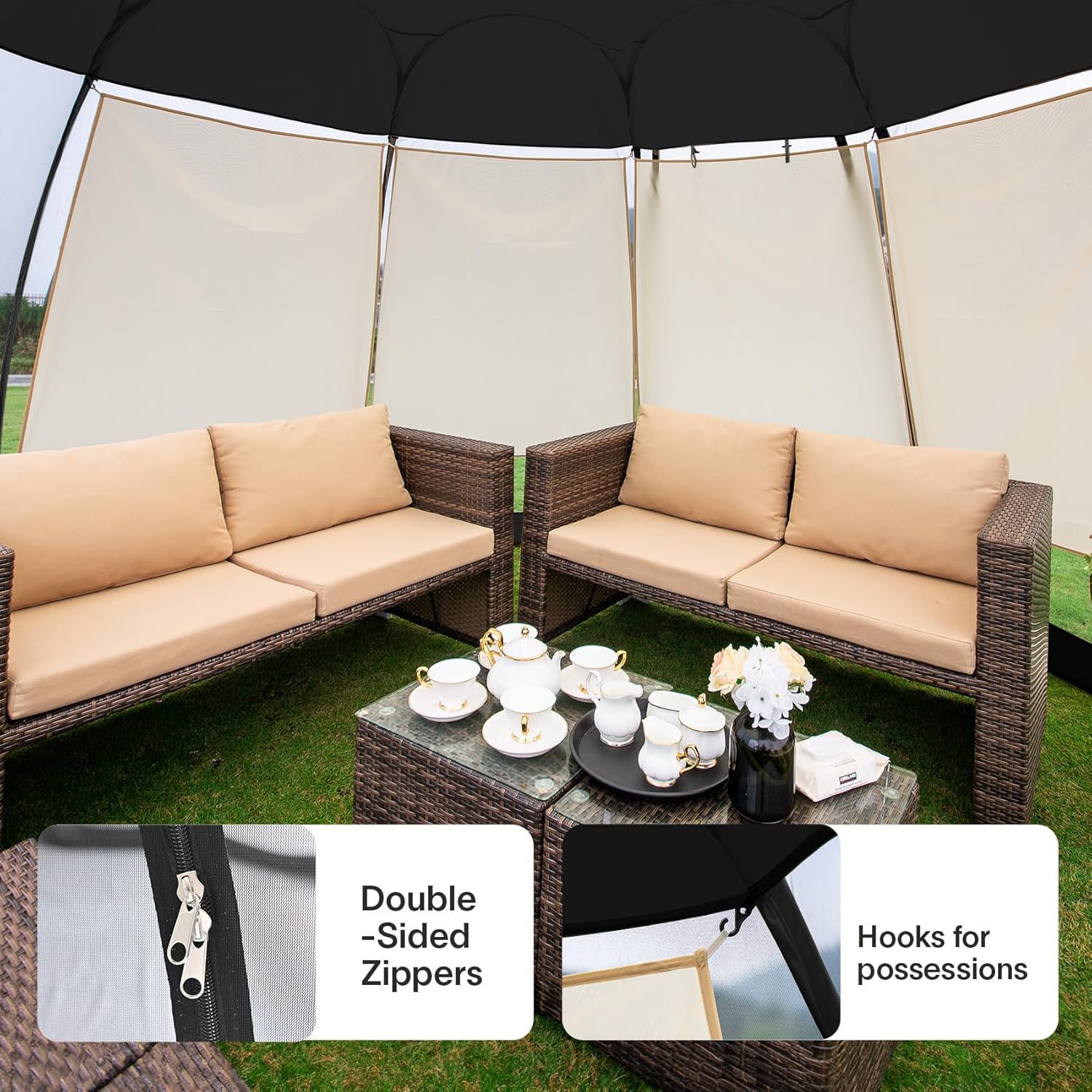 Screen gazebo, sleeps 6-10-15 people Igloo-style canopy tent with mosquito net on the sides Perfect for garden, patio, backyard wourant