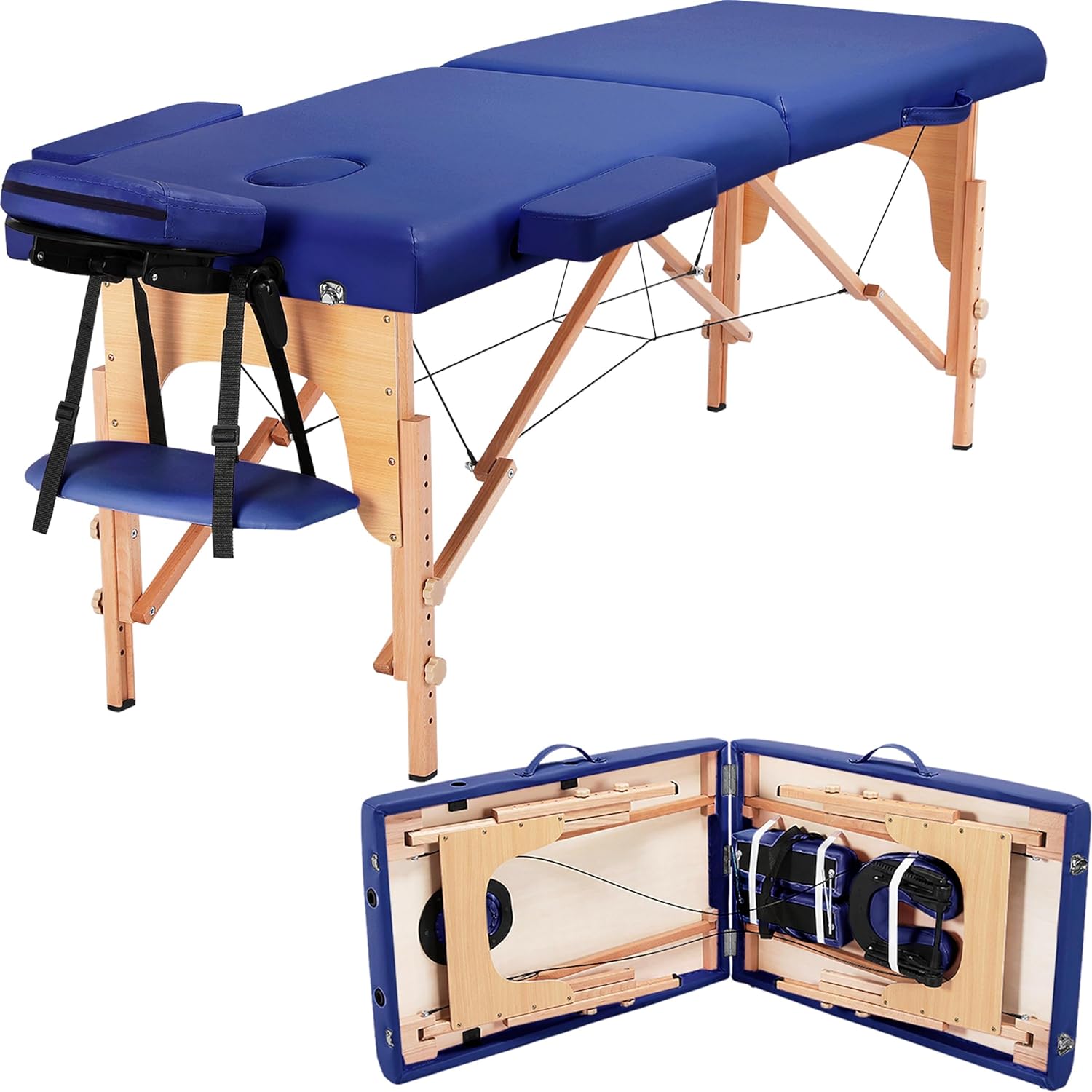 Yaheetech Massage Table Portable Lash Beds Spa Bed Massage Couch Foldable Spa Tables Adjustable 2 Fold with Non-Woven Bag 24 inch, Black wourant