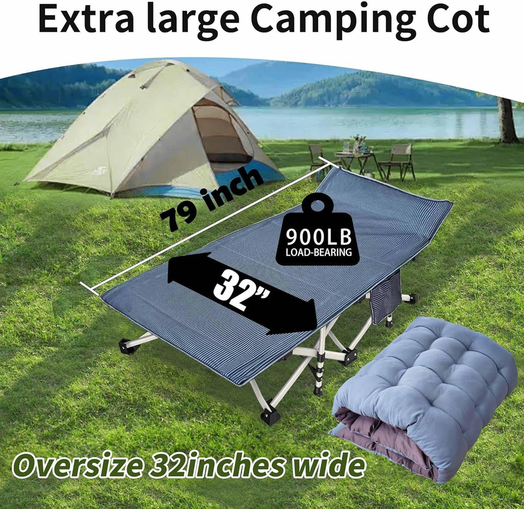 2-pack camping cots with mattresses, comfortable sleeping beds, adult camping cots, 2-person folding beds, heavy-duty sleeping beds wourant