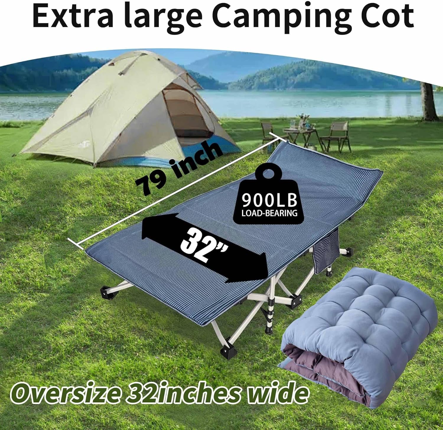2-pack camping cots with mattresses, comfortable sleeping beds, adult camping cots, 2-person folding beds, heavy-duty sleeping beds wourant
