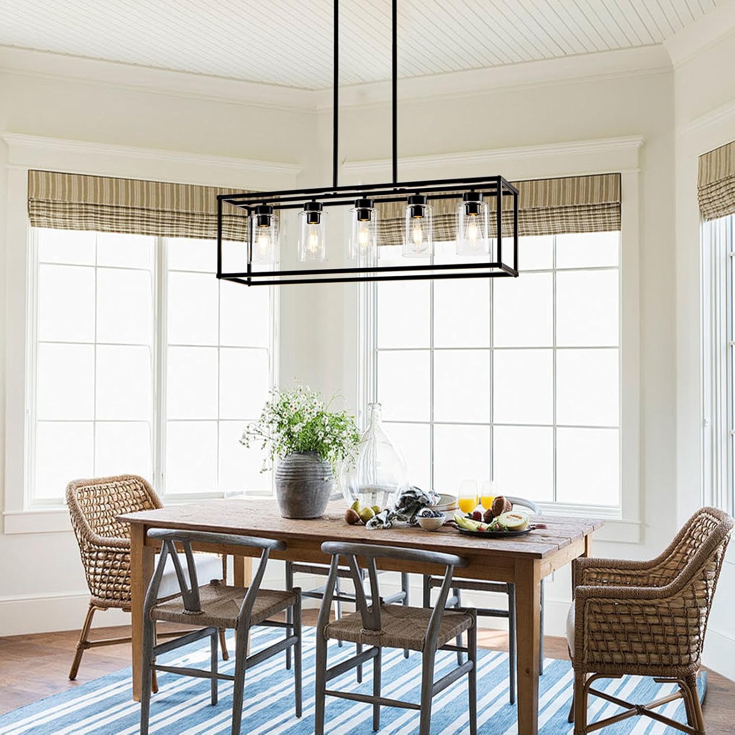 Modern Rustic Matte Black Chandelier