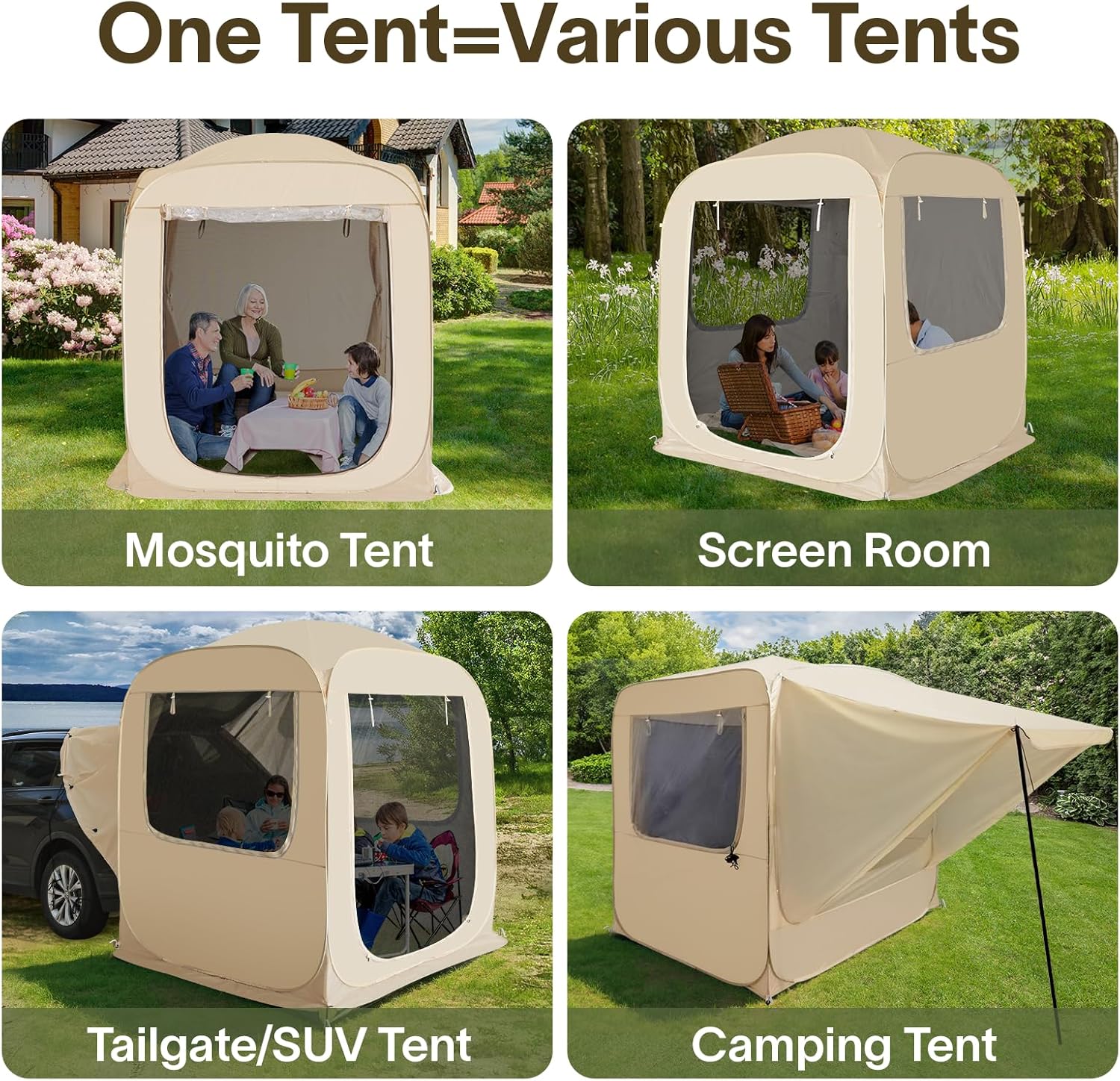 Screen gazebo, sleeps 6-10-15 people Igloo-style canopy tent with mosquito net on the sides Perfect for garden, patio, backyard wourant