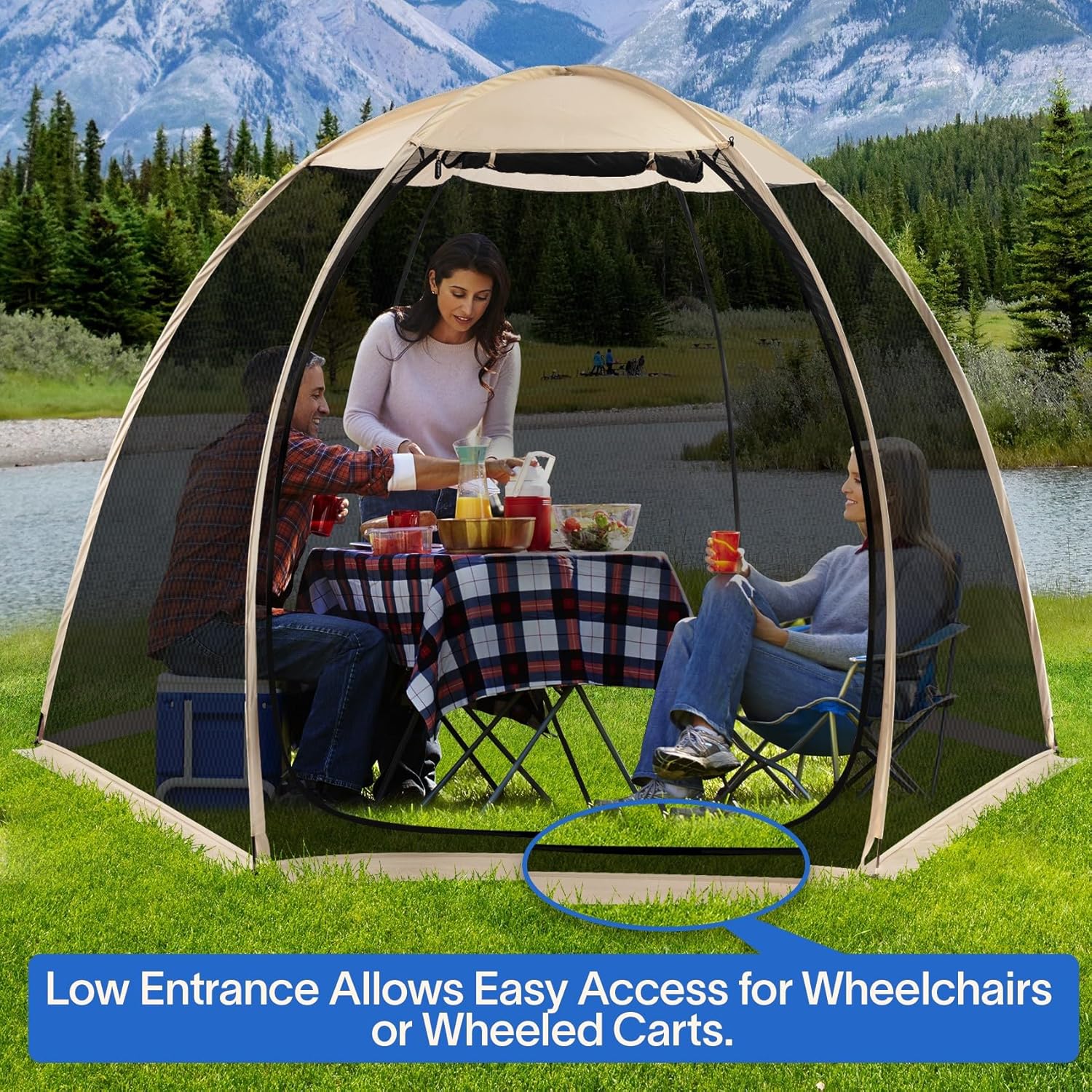 Screen gazebo, sleeps 6-10-15 people Igloo-style canopy tent with mosquito net on the sides Perfect for garden, patio, backyard wourant