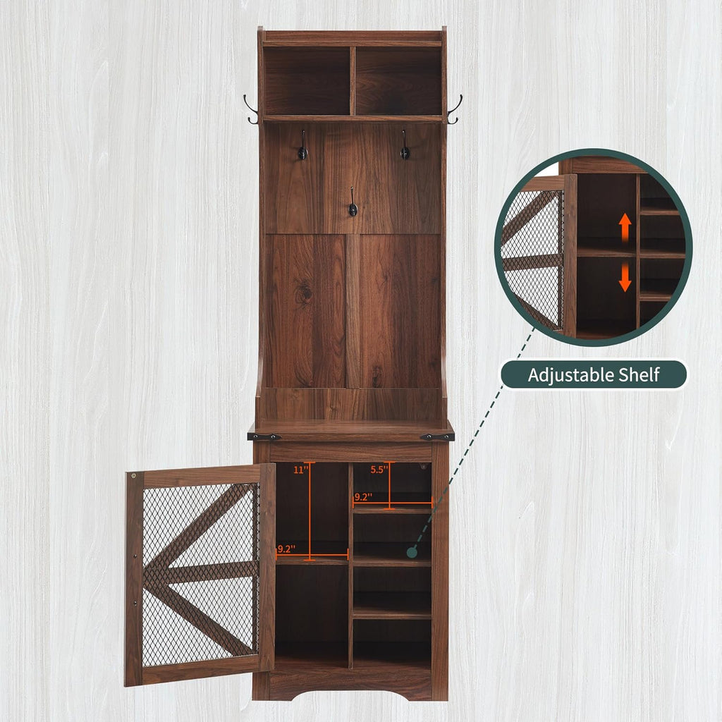 JXQTLINGMU 59-inch Farmhouse Foyer Tree with Shoe Storage, Entryway Bench Foyer Coat Rack Cabinet wourant