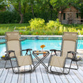 3PCS Zero Gravity Recliner Portable Outdoor Reclining Chair Set w/Side Table Folding Chaise Lounge Chairs wourant